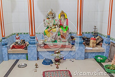 KHULNA, BANGLADESH - NOVEMBER 12, 2016: Interior of hindu temple Arya Dharmashava Kali Mandir in Khulna, Banglade Stock Photo