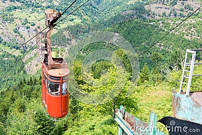 Ropeway in Khulo, Adjara, Georgia. It is built by Soviet Union Stock Photo