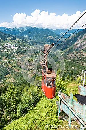 Ropeway in Khulo, Adjara, Georgia. It is built by Soviet Union Stock Photo