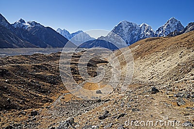 Khumbu Glacier Valley Stock Photo