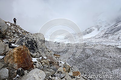 Khumbu icefall - hiking to South Everest Base Camp in Himalayas Stock Photo