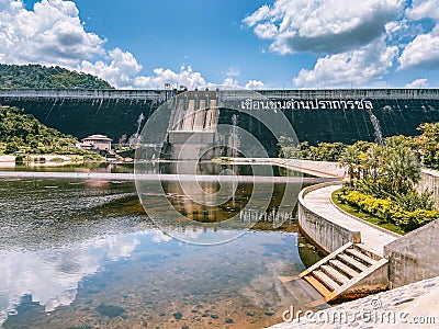 Khun Dan Prakarn Chon Dam in Saraburi, Thailand Editorial Stock Photo