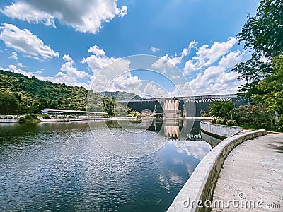 Khun Dan Prakarn Chon Dam in Saraburi, Thailand Stock Photo