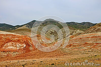 Khyzi Mountains with colorful hues during the daytime in autumn Stock Photo