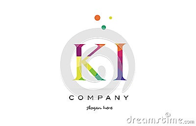 ki k i creative rainbow colors alphabet letter logo icon Vector Illustration