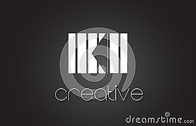 KI K I Letter Logo Design With White and Black Lines. Vector Illustration