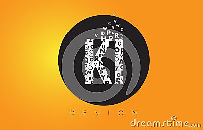 KI K I Logo Made of Small Letters with Black Circle and Yellow B Vector Illustration
