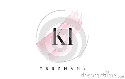 KI K I Watercolor Letter Logo Design with Circular Brush Pattern Vector Illustration