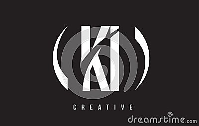 KI K I White Letter Logo Design with Black Background. Vector Illustration