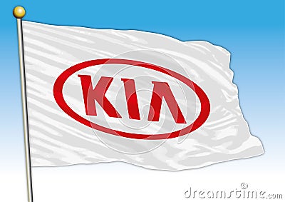 Kia cars, flags with logo, illustration Vector Illustration