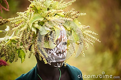 Portrait of unidentified Surmi boy Editorial Stock Photo