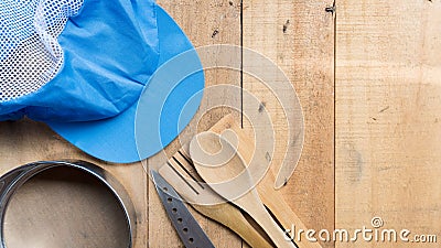 Kichen room equipment for prepare cooking from top view Stock Photo