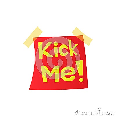 Kick me, april fools day sticker icon Stock Photo