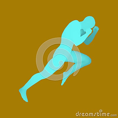 Kickbox Fighter Preparing to Execute a High Kick. Fitness, Sport, Training and Martial Arts Concept. 3D Model of Man. Human Body. Vector Illustration