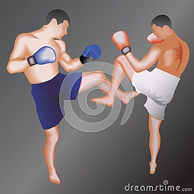 Kickboxers Vector Illustration