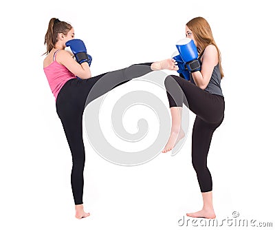 Kickboxing girls fight Stock Photo