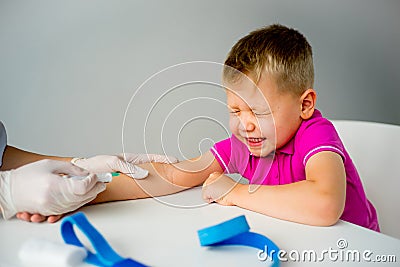 Kid is afraid of vaccination Stock Photo