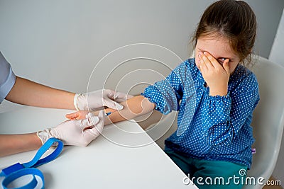 Kid is afraid of vaccination Stock Photo