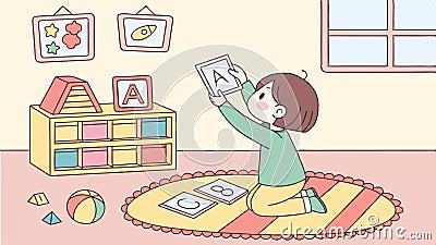 Kid alphabet book, classroom learn, study time, literacy education, reading skill vector design Generative AI Vector Illustration