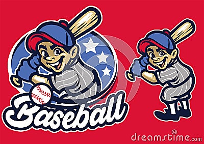 Kid as a baseball batter Vector Illustration