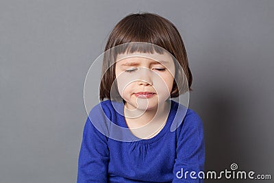 Kid attitude concept for pouting 4-year old child Stock Photo