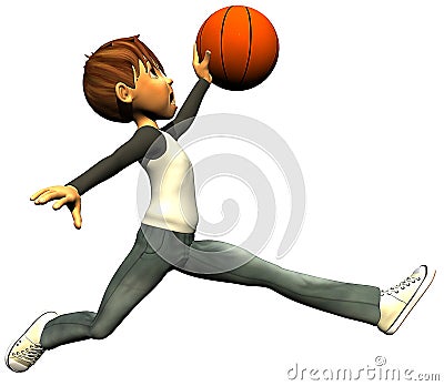 Kid boy basketball jump fly Stock Photo