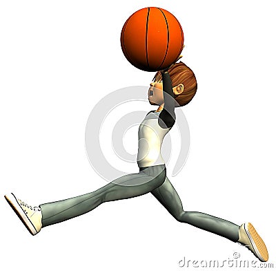 Kid boy basketball jump flying Cartoon Illustration