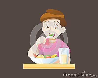 Kid boy eat vector illustration Vector Illustration