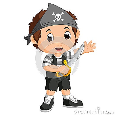 Kid boy pirate cartoon Vector Illustration