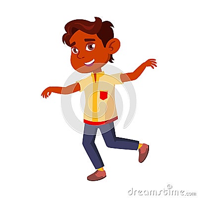 Kid Boy Running And Playing On Playground Vector Vector Illustration