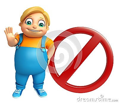 Kid boy with Stop sign pose Cartoon Illustration