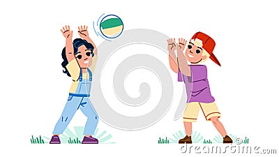 kid catching ball vector Vector Illustration