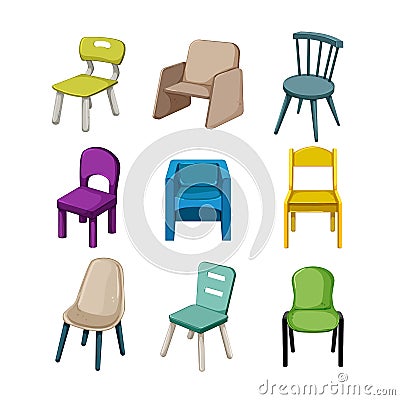 kid chair set cartoon vector illustration Vector Illustration