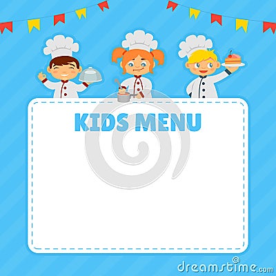 Kid Chef Recipe Card with Empty Space Vector Template Stock Photo