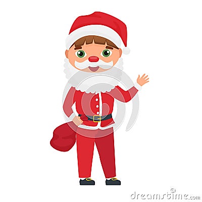 Kid Christmas santa costume Vector Illustration