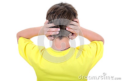 Kid with Closed Ears Stock Photo