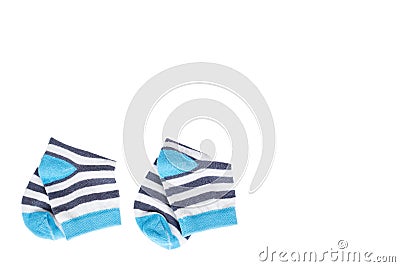 Kid cotton socks, striped texture. Isolated on white background, copy space template Stock Photo