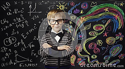 Kid Creativity Education Concept, Child Learning Art Mathematics Stock Photo