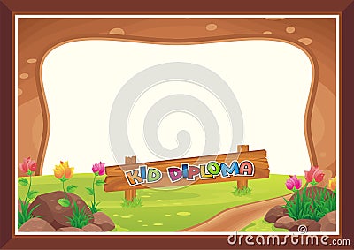 Kid Diploma - wooden Style Stock Photo