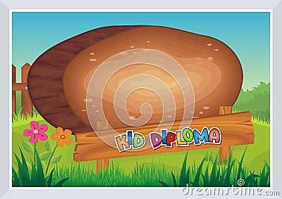 Kid Diploma - wooden Style Stock Photo