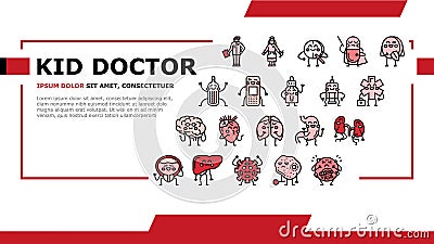 Kid Doctor Disease Treatment Landing Header Vector Stock Photo