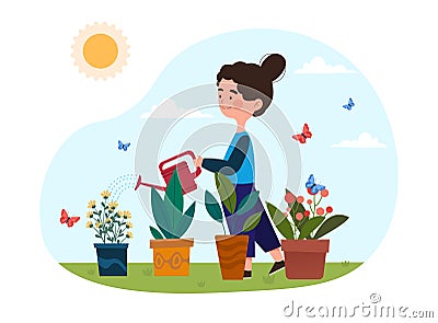 Kid doing housework Cartoon Illustration