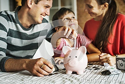 Kid earning money for future Stock Photo