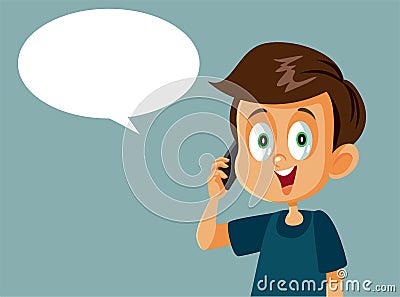 Little Boy Making a Phone Call Speech Bubble Vector Cartoon Illustration Vector Illustration