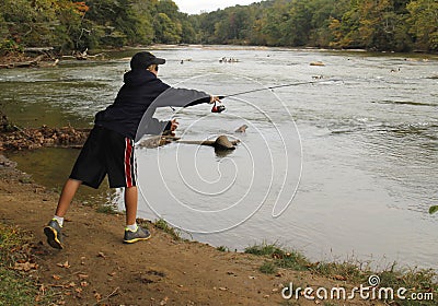 Kid fishing Stock Photo