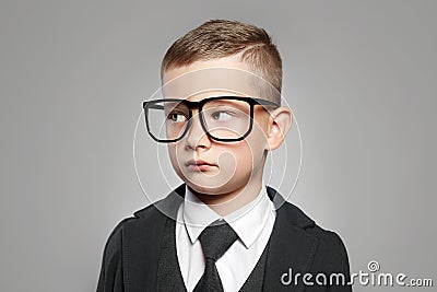 Kid in Formal suit and glasses Stock Photo