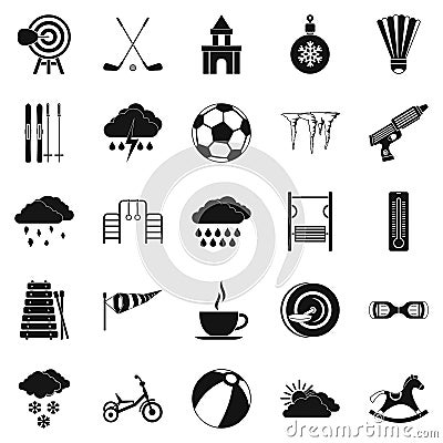 Kid game icons set, simple style Vector Illustration