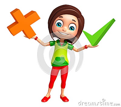 Kid girl with Math sign Cartoon Illustration