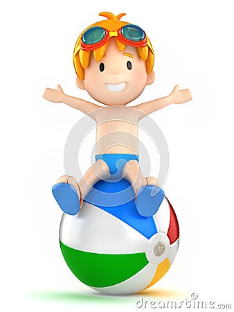 Kid with goggles and inflatable ball Stock Photo