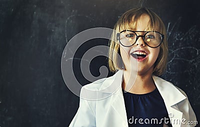 Kid Gown Smiling Childhood Happiness Concept Stock Photo